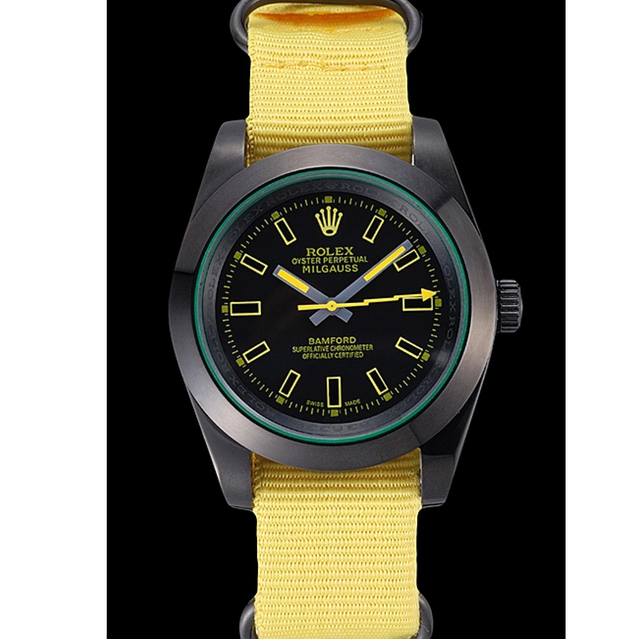 Aaa replica Milgauss 621999 Strap Nylon Yellow Rolex Bamford 0522